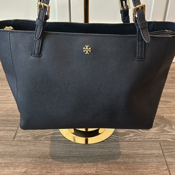 EUC Tory Burch York Buckle Tote Navy Purse Bag Saffiano Leather - Picture 2 of 12